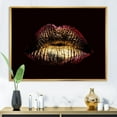 thumbnail image 3 of Designart Sexy Golden Metallized Female Lips IV FLOAT FRAME WALL ART, 3 of 4