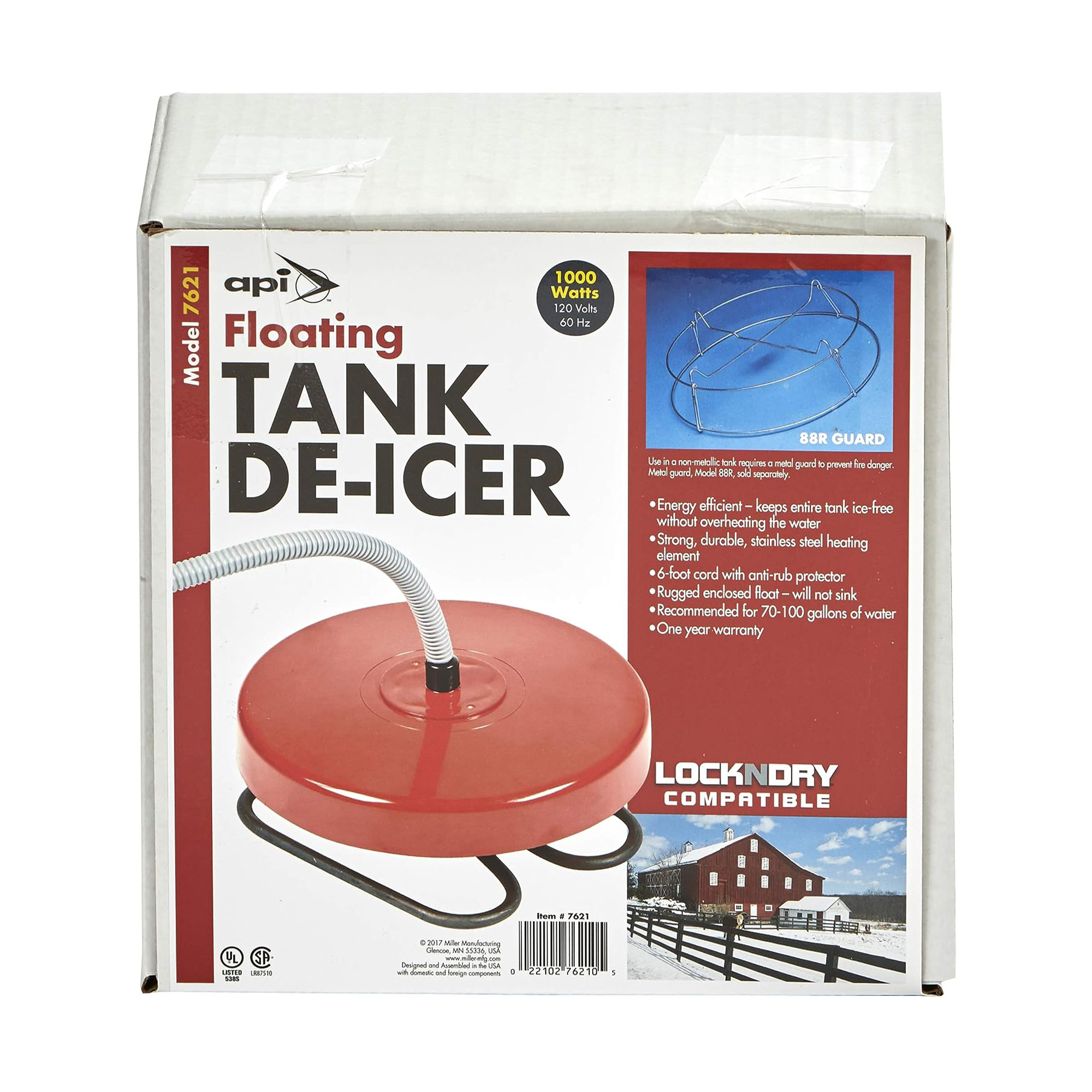 API 1000 Watt Thermostatic Winter Floating Stock Tank Deicer & Heater ...