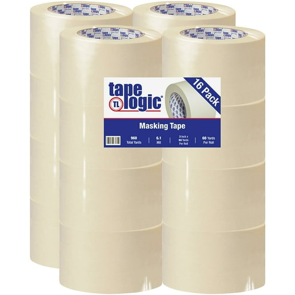 Tape Logic Masking Tape,3x60 yd.,Natural,PK16 T9382600