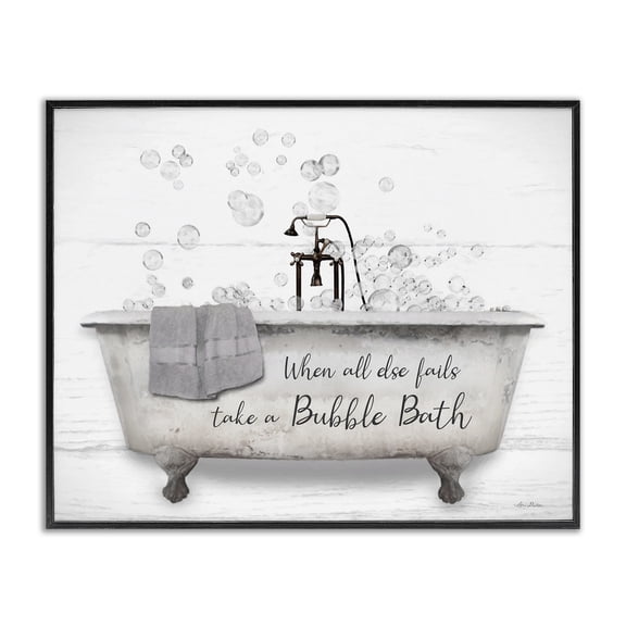 Stupell Industries Rustic Lodge When All Fails Bubble Bath Phrase Black Framed Giclee Art, 30 x 24, by Lori Deiter