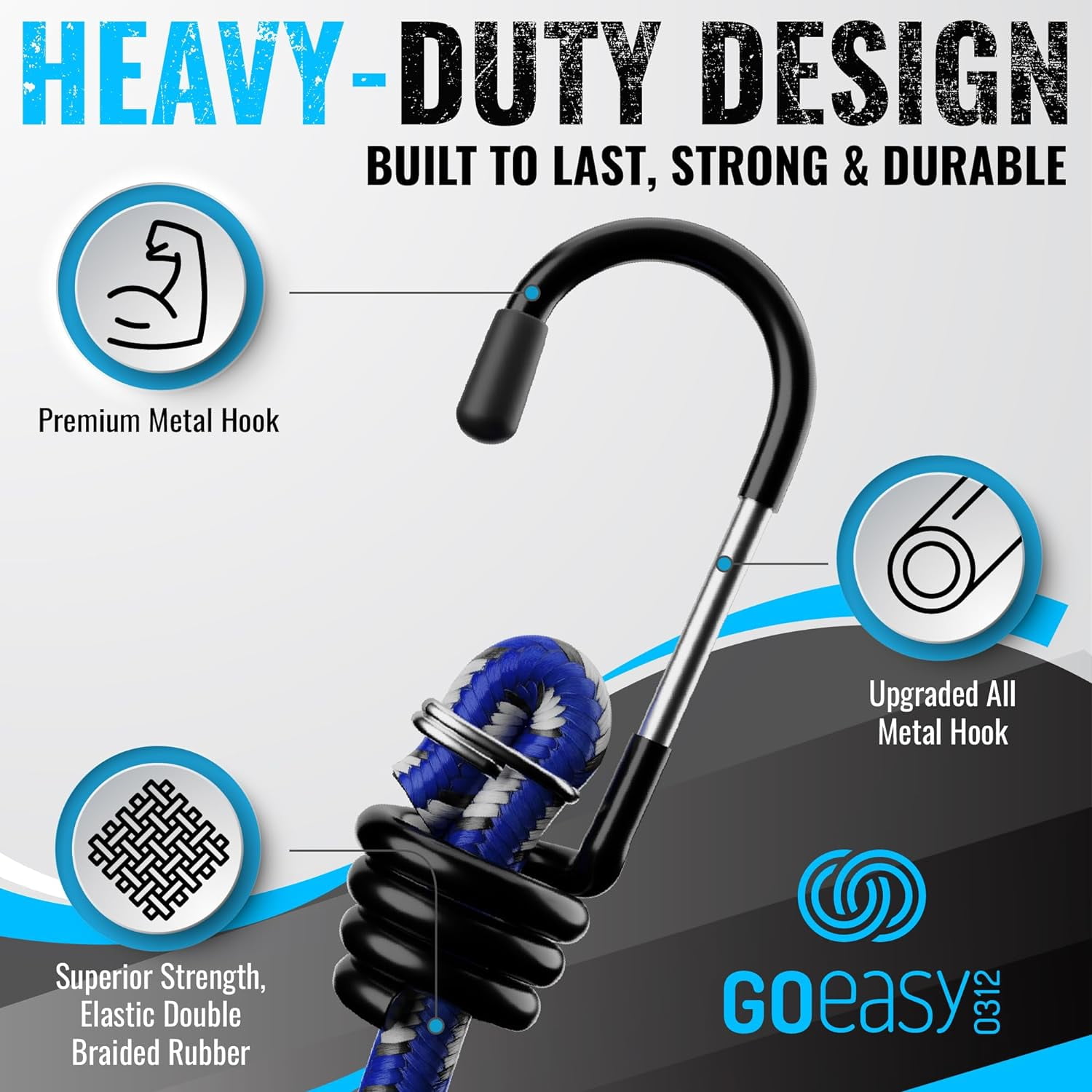 20 Pack Premium Bungee Cords Heavy Duty - Bungee Cords with Hooks in A Storage Jar Includes 10", 18", 24", 30", 36", 48" Bungie Cord Bundle