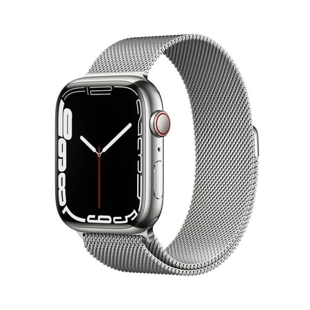 Apple Watch Series 7 (GPS + Cellular) 45mm Silver Stainless Steel Case with Silver Milanese Loop – Silver