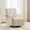 Beige, variant on Newest 360° Swivel Accent Chair with Solid Wood Armrests, Channel Tufted PU Lounge Chair & Sinuous Spring, Brown