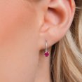 thumbnail image 3 of Gem Stone King 14K White Gold Red Ruby Earrings for Women | 0.50 Cttw | Gemstone July Birthstone | Round 3.5MM, 3 of 6
