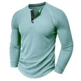 thumbnail image 1 of pstuiky mangas largas para hombre, Camisa informal de manga larga con cuello redondo y botones de color liso para hombre camisetas de hombre s, 1 of 8
