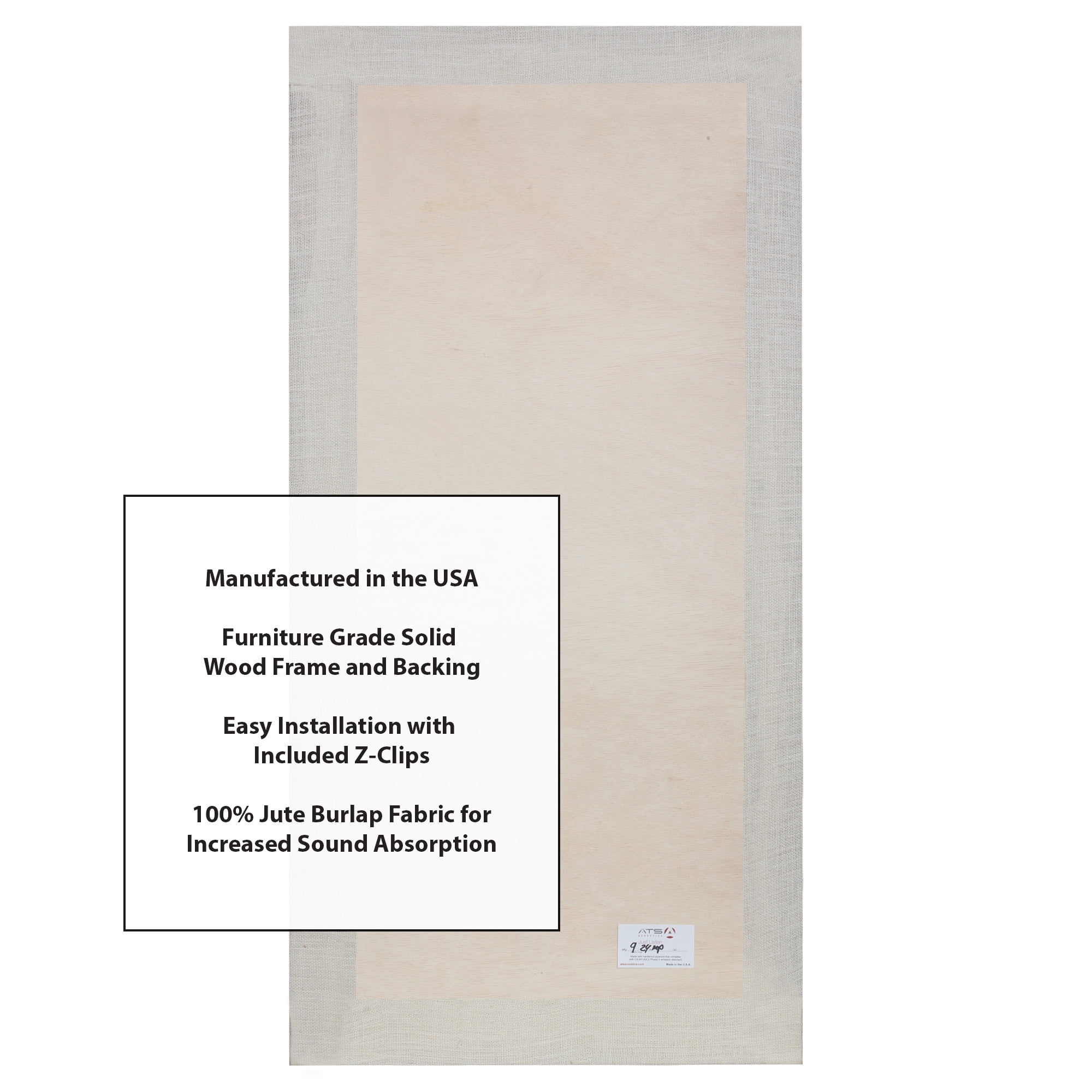 ATS Acoustics Sound Absorbing Acoustic Panel 24" x 48" x 2" Beveled Edge (Ivory)