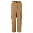 thumbnail image 5 of YDFCWXW Women's High Waisted Cargo Pants Travel Y2K Streetwear Baggy Stretchy Pants with Pockets Fall Outfits Fashion (Khaki, XXL), 5 of 6