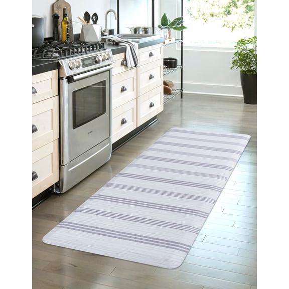 Unique Loom Comfort Mat Collection - Stripes (2'  x 5' Rectangle White)