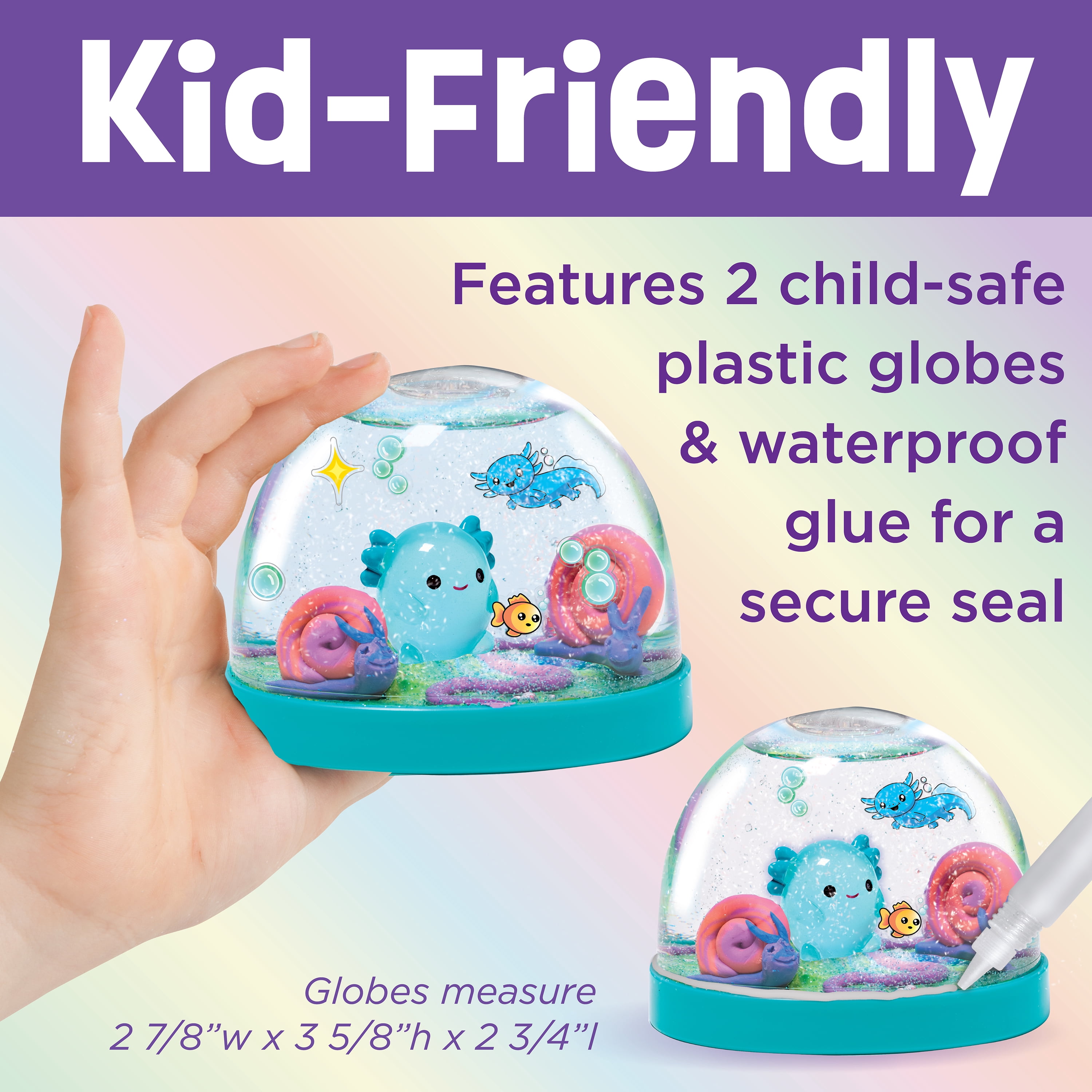 Creativity for Kids Make Your Own Water Globes: Magical Axolotls - Create 2 Snow Globe Axolotl Craft Kit Toys, Ages 6-8+
