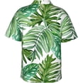 thumbnail image 2 of Green Leaves Mens Hawaiian Shirt Short Sleeve Casual Button Up Tropical Summer Beach Shirt, 2 of 9