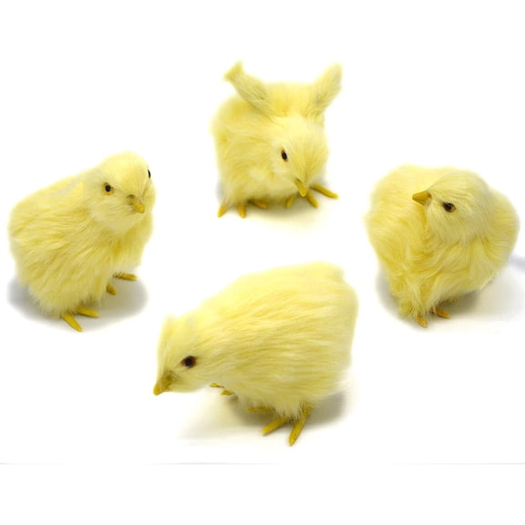 Easter Decorations for Home, 4 Pack Easter Chicks for Easter Basket Stuffers, Easter Baby Chick for Photography