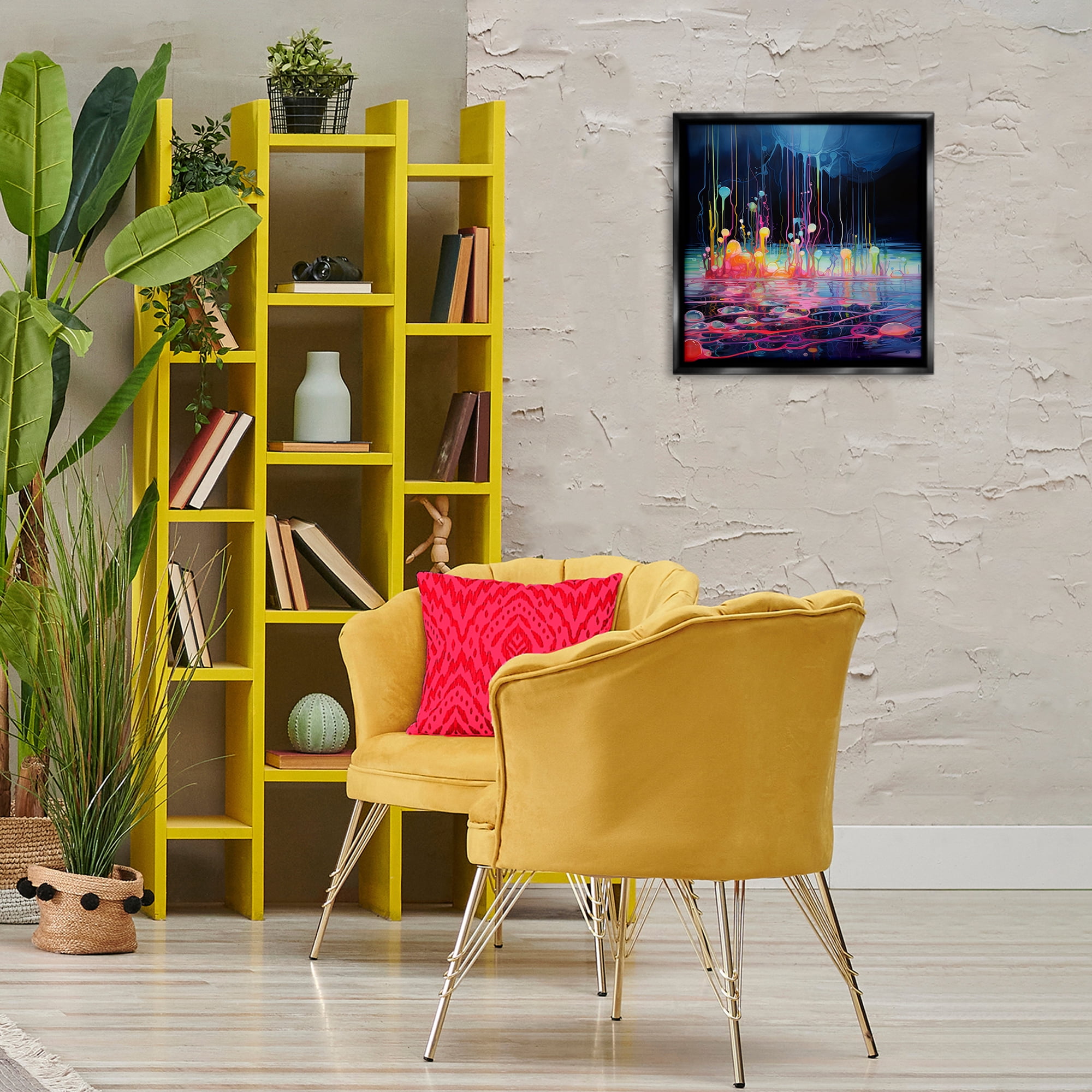 Stupell Industries Abstract Mystic Landscape Abstract Painting Black Floater Framed Canvas Art Print Wall Art, 18 x 18