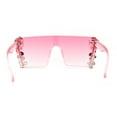 thumbnail image 4 of Dripping Huge Rhinestone Flat Top Shield Oversize Sunglasses All Pink, 4 of 4