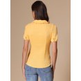 thumbnail image 4 of DARING DIVA Sweet Peter Pan Collar Button Down Blouses XS Yellow 2, 4 of 6