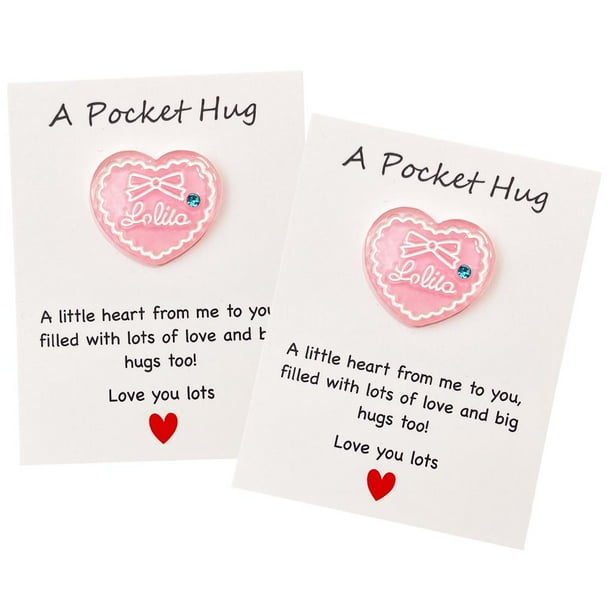 LUVCLS 2/6 tarjetas de abrazo de bolsillo para el día de San Valentín, tarjeta de regalo de festival de resina hecha a mano