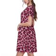 thumbnail image 2 of Rocae Rose Leopard Print for Dresses Summer Casual Ruffle Short Sleeve Cute Crew Neck Flowy Dress with Pockets, 2 of 6