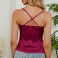 thumbnail image 5 of Scyoekwg Tank Tops for Women Slim Sleeveless V-Neck Satin Sling Spaghetti Strap Tank Tops Solid Color Camisole Casual Basic Sling Summer Blouses (Wine,M), 5 of 5
