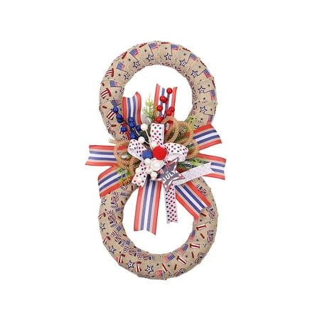 

ECHOYY Independence Day Double Ring Pendant Red White And Bow Independence Day Decorations Front Door Door Hanging