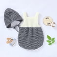 thumbnail image 4 of Fashionable Infant Knitted Romper Set, Baby Boys Girls Summer Autumn Simple Style Color Matching Sleeveless Suspender Jumpsuit + Solid Color Hat Kit, 4 of 5