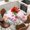 DeepPink Lavender LightPink, variant on Tulips Spring Floral Round Tablecloth, Fitted Table Cover with Elastic for 45"-54" Round Tables, Pink Plaid Flowers Butterfly Pastoral Table Cloth Outdoor Indoor Dinning Party Waterproof Tablecloths