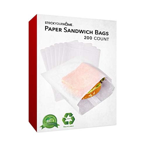 200 x High Quality Greaseproof Paper Bags 7" x 7" White Food Bags Chips Sandwich 