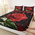 thumbnail image 3 of Homewish Valentine'S Day Rose Queen Sheet Sets,Romance Flower Floral Flat Sheet,Black Red Queen Fitted Sheet For Men Women,Luxury Bedroom Decor,4-Piece, 3 of 7