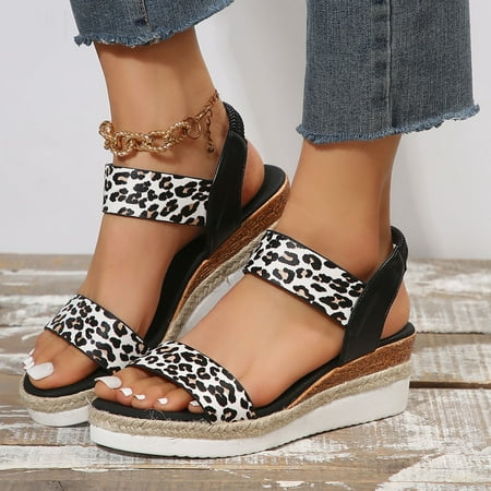 

Leesechin Womens Shoes Sandals Clearance Juniors Summer Size Wedge Fish Mouth Roman Sandals