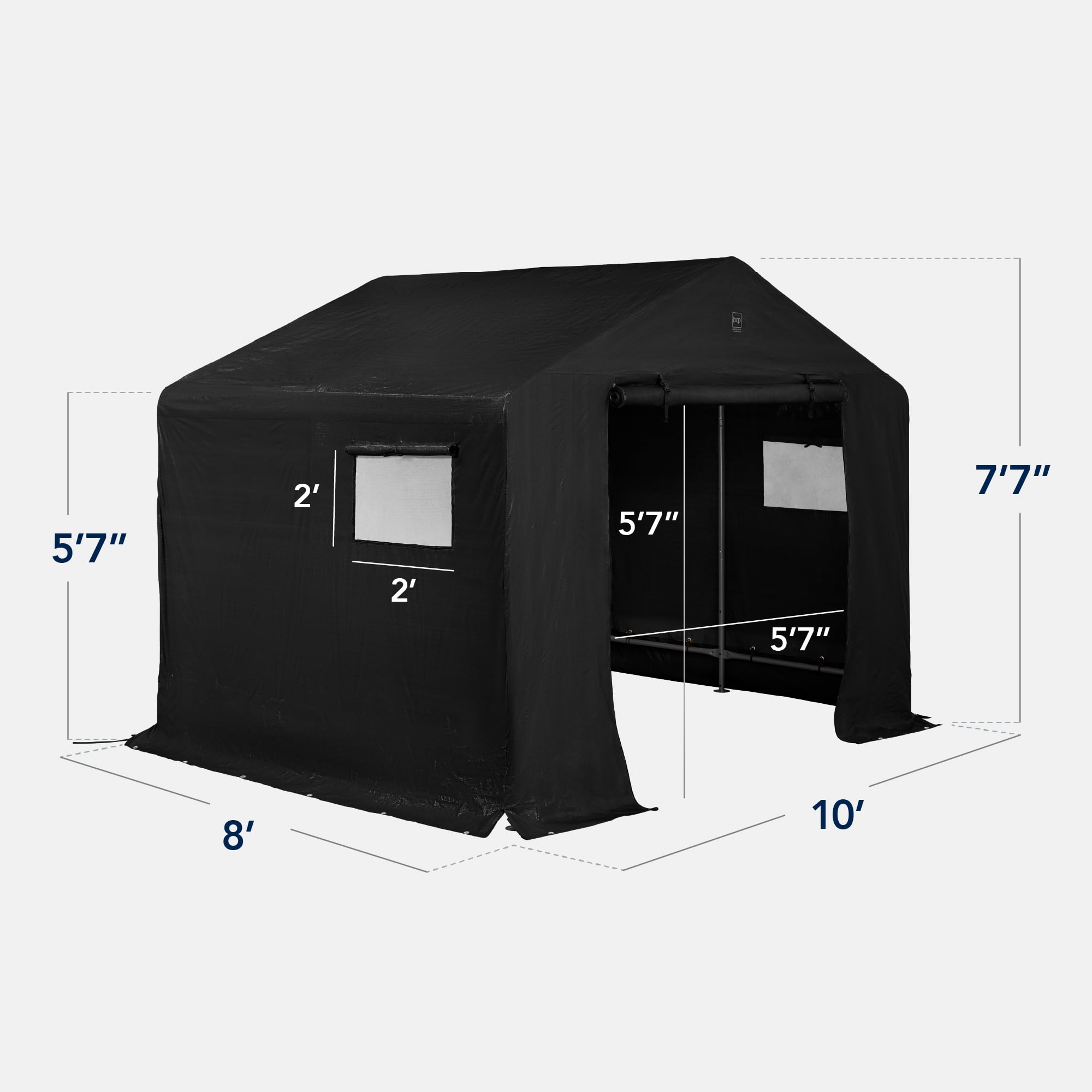 Best Choice Products 10x8ft Outdoor Fabric Storage Shed, Steel Frame, Dual Roll-Up Zipper Doors, Window - Black