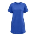 thumbnail image 7 of QUNYINEY Blue Plus Size Dresses for Women Midi A Line Short Sleeve Summer T-Shirt Dress with Pockets Crew Neck Loose Fit Casual Dresses, 7 of 7