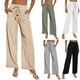 thumbnail image 3 of TRKIYQC Pantalones casuales de pierna ancha para mujer, pantalones sueltos con cordón de color sólido para adultos con bolsillos TRKIYQC moda, 3 of 5