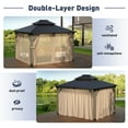 thumbnail image 6 of COSIEST 10' x 12' Cedar Wood Hardtop Gazebo, Galvanized Steel Double Roof, Netting & Curtains, Gray, 6 of 8