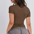thumbnail image 5 of YDKZYMD Crop Tops for Women Workout Slim Fitted Short Sleeve Crew Neck Basic Tee Y2k Layering Teen Girls Going Out Tight Shirt Cute Athletic Juniors Tops Brown M, 5 of 5