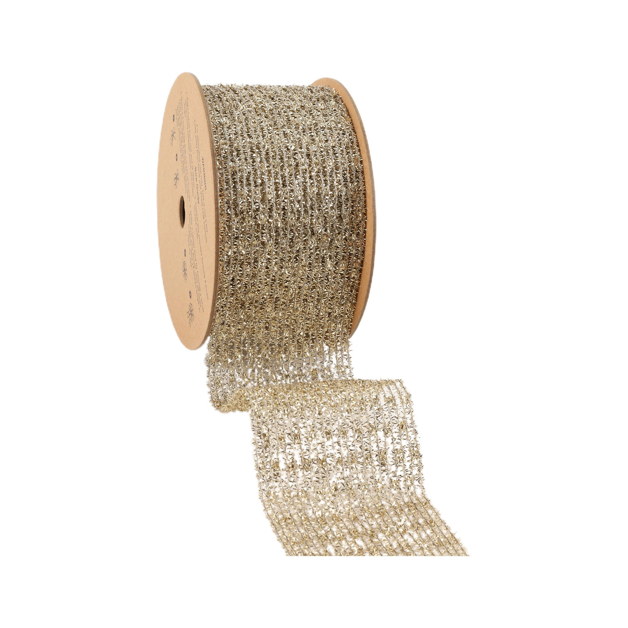 LaRibbons 6" Wired Ribbon, Gold Stretch Tinsel Netting, 10 Yard Roll