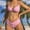 Pink, variant on ZZwxWA Women's 2 Piece Swimsuit V Cut Bikini Lace Up High Cut Bathing Suit Spaghetti Strap String Swimsuits Brazilian Bathing Suits