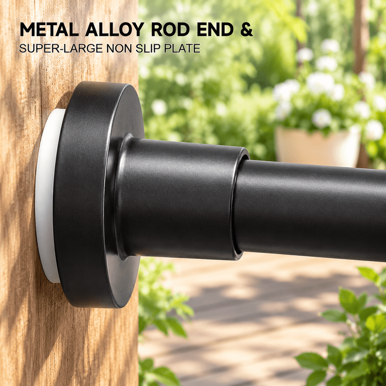 Black 43-73 Inches Stainless Steel Tension Shower Curtain Rod for ...