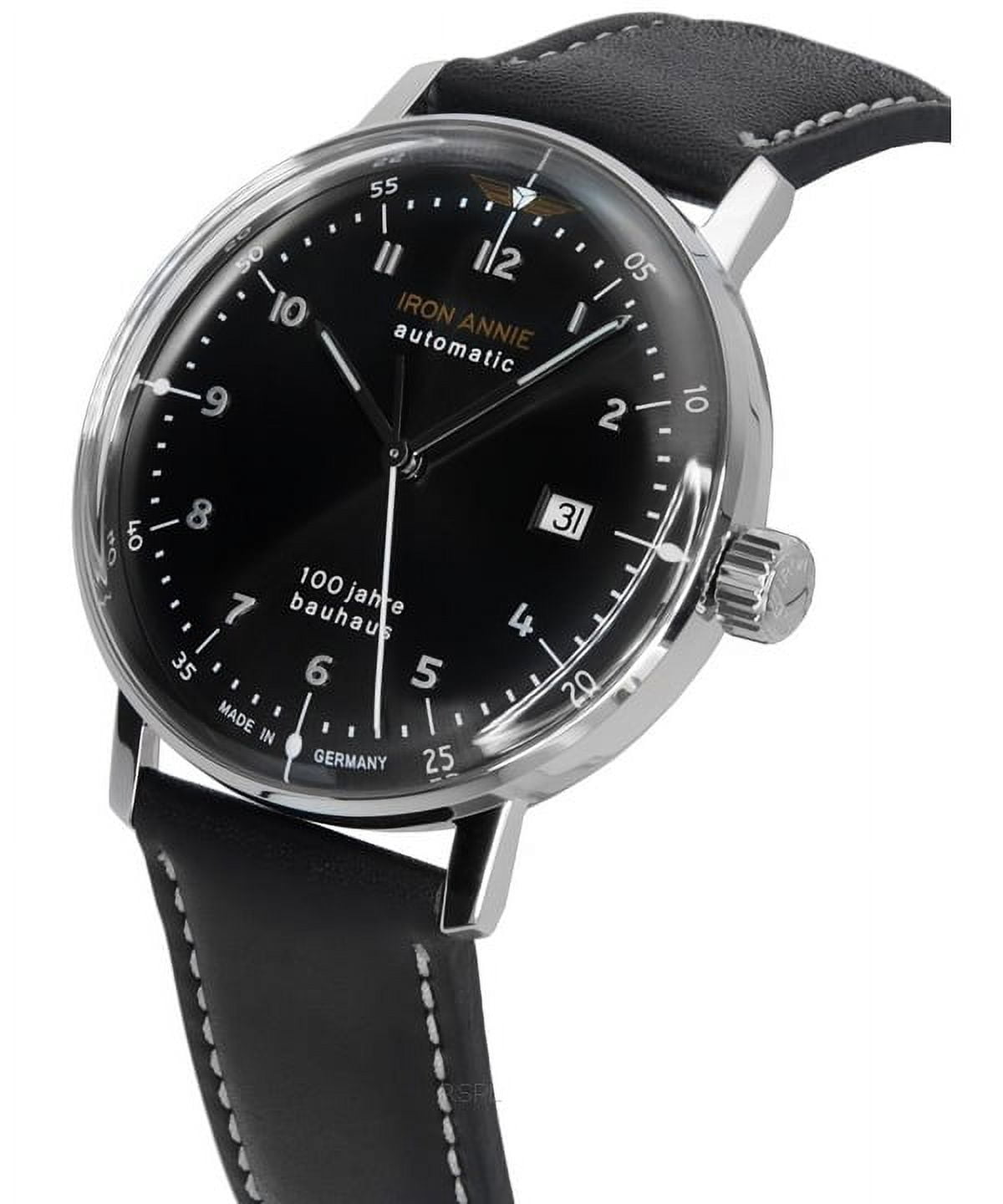 Iron Annie 100 Jahre Bauhaus Leather Strap Black Dial Automatic 50562 Men\'s  Watch