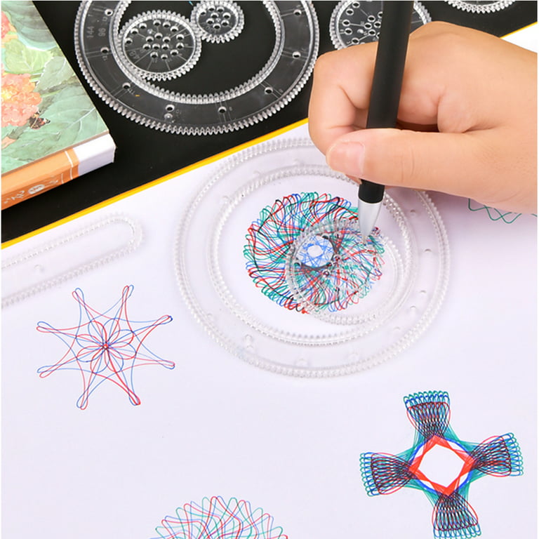 28pcs Pirograph Set for Kids, Geometric Template Drawing Tools, Kids Spiral Art Creation Education Painting Stationery Set