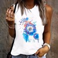 thumbnail image 2 of Camiseta holgada sin mangas con cuello redondo y estampado de flores informales de verano para mujer Pompotops lopia994240, 2 of 5