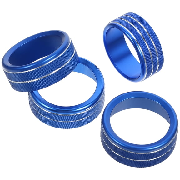 LULULION Car Knob Trim Accessory Knob Ring 4Set Blue Aluminium Alloy