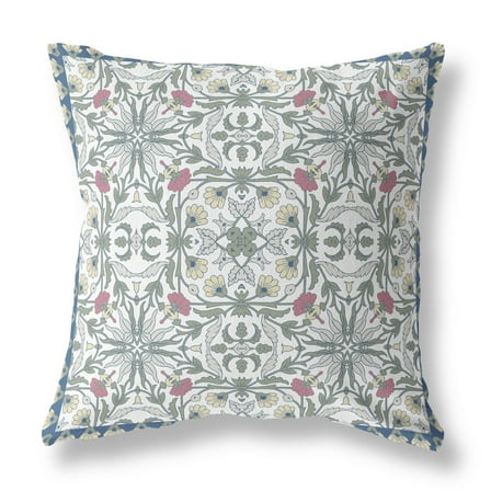 18â€ Pink Sage Paisley Indoor Outdoor Throw Pillow