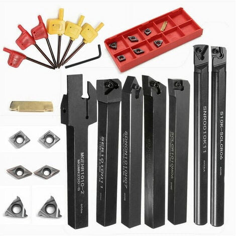 Multifunctional Carbide Turning Tool Set with Adjustable Vise & 10mm Insert (21pc)