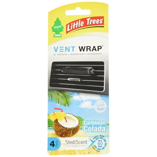 Ambientador para coche LITTLE TREES, protector de ventilación Caribbean Colada, 4 unidades