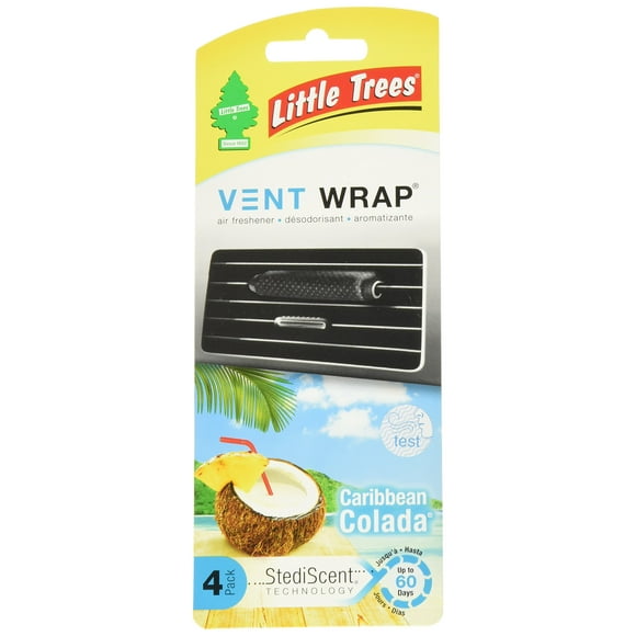 Ambientador para coche LITTLE TREES, protector de ventilación Caribbean Colada, 4 unidades