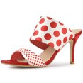 thumbnail image 1 of Sandalias Tacón De Aguja Con Punta Abierta Sin Cordones Para Mujer Rojo 9, 1 of 7