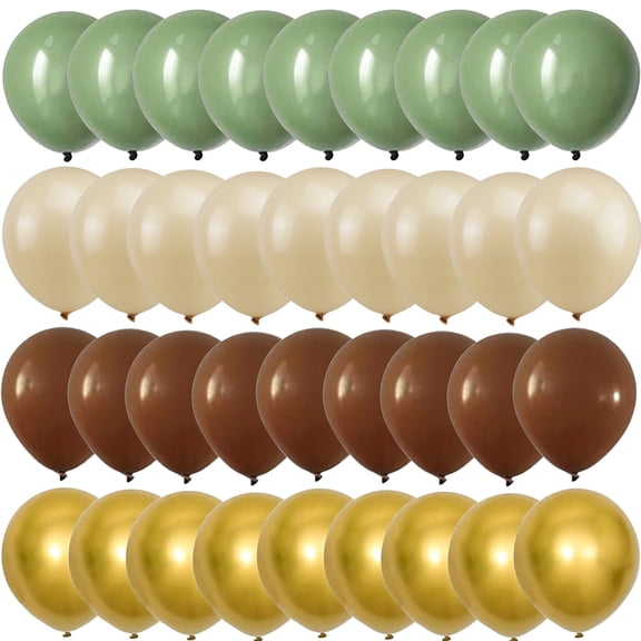 50 PCS 12Inch Olive Green Gold and Brown Latex Balloons, Sage Green and Brown Balloons for Birthdays Party Decorations