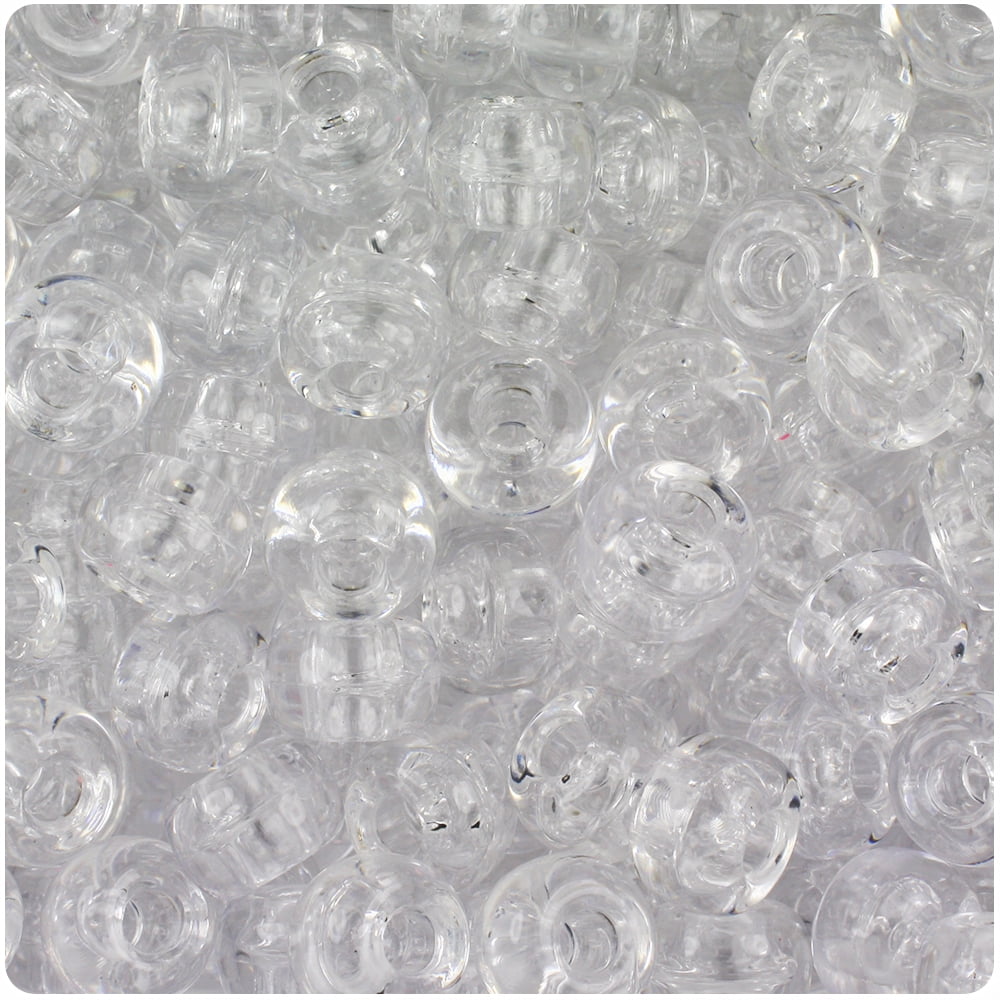 250 Crystal Clear Transparent 11x8mm Barrel Pony Beads Made in the USA