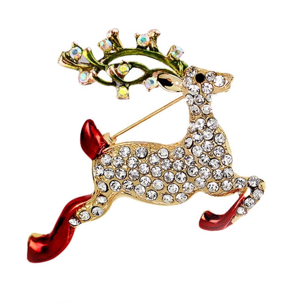 Bewildely Pin único de árbol de Navidad, Reno, copo de nieve, atuendo festivo, broche de diamantes de imitación de cristal con estilo Kits de decoración para fiestas