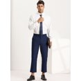 thumbnail image 3 of Pantalones recortados para hombre Pantalones de vestir hasta el tobillo de color sólido con parte delantera plana y ajuste delgado Azul marino 32, 3 of 6