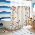 thumbnail image 6 of No Hook Shower Curtain, Pink Flowers Shower Curtains for Bathroom with See Through Top Window, Spring Floral Birds Elegant Botanical Rustic Waterproof & Washable Bath Curtain 60"x72", 6 of 9