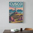 thumbnail image 6 of Terraced Hill Wall Art Cristo Blanco Peru Retro Travel Poster Cusco Andes Sunrise Landscape Print Poster, 6 of 8